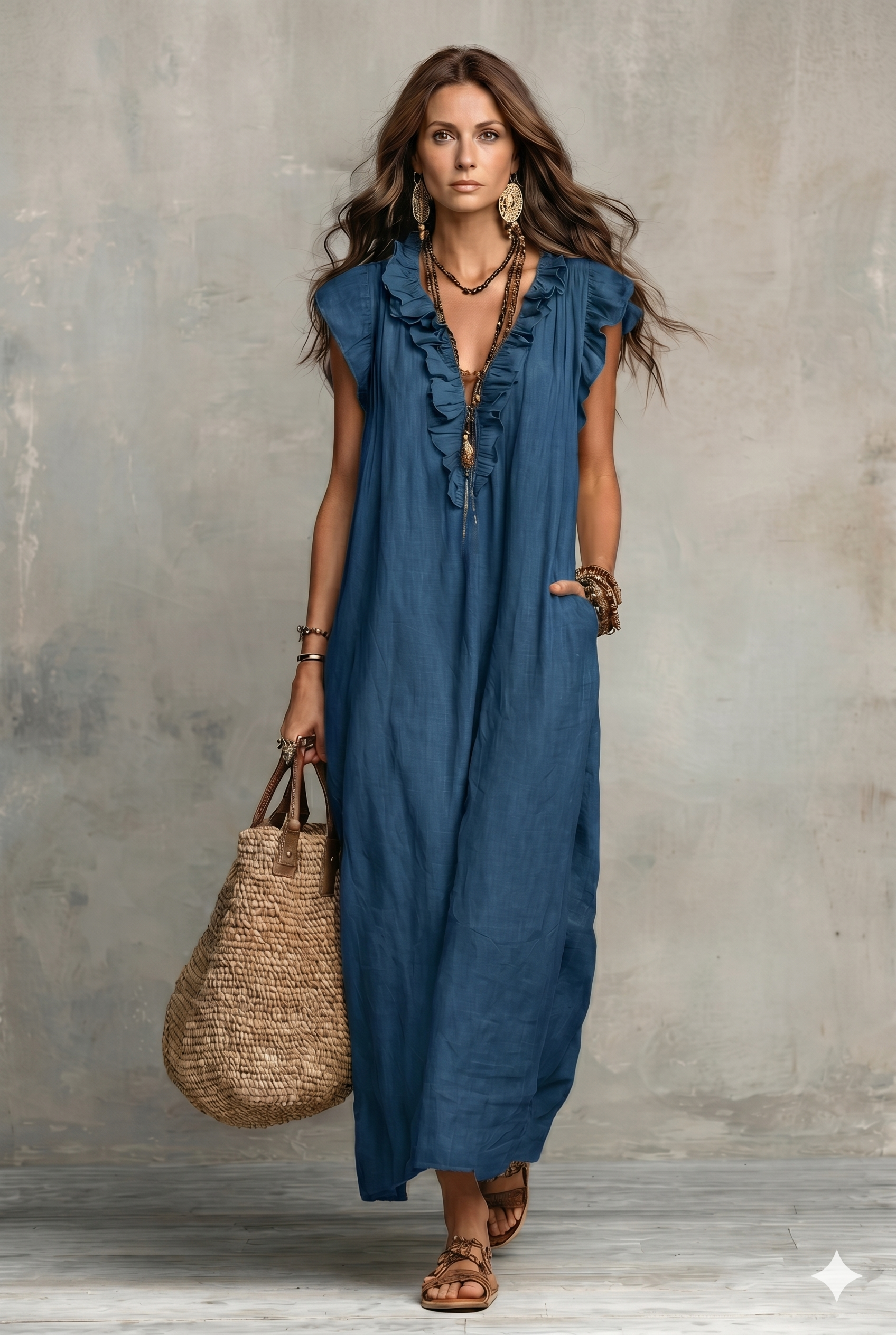 Lara | Ruffled Cotton Linen Dress