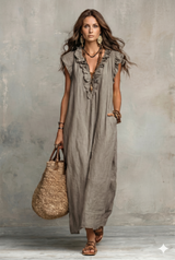 Lara | Ruffled Cotton Linen Dress
