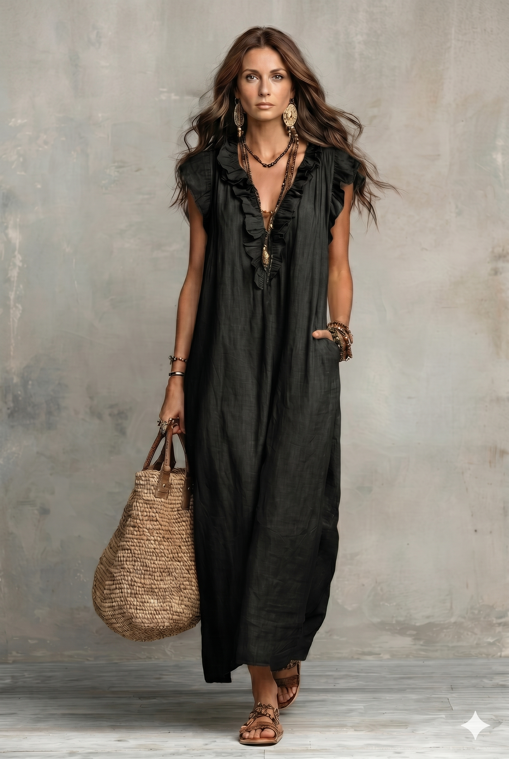 Lara | Ruffled Cotton Linen Dress