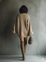 Meagan | Brown Chunky-Knit Sweater Dress