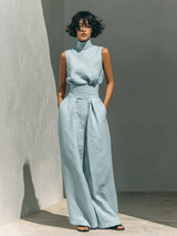 Ireland | High-Neck Linen Top & Trousers