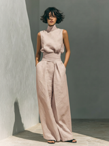 Ireland | High-Neck Linen Top & Trousers