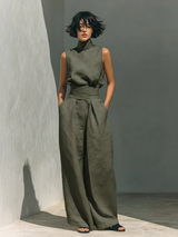 Ireland | High-Neck Linen Top & Trousers