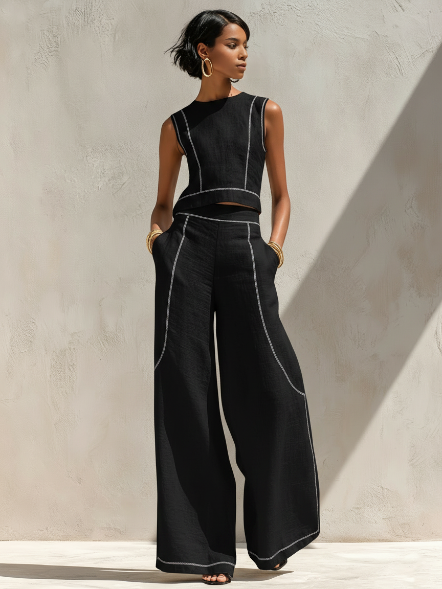 Zola | Linen-Blend Wide-Leg Pants Set