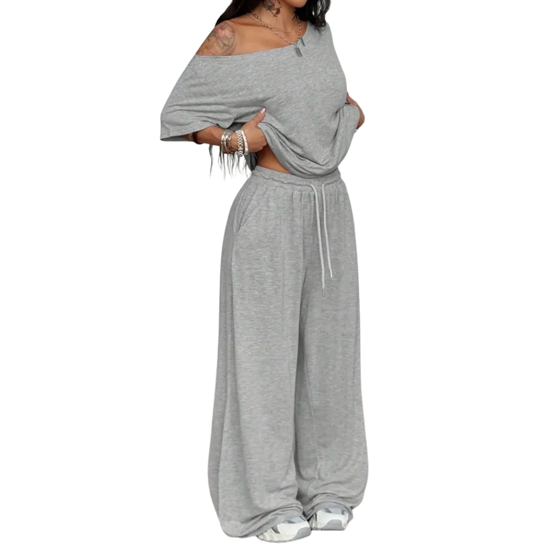 Camille | Off-Shoulder Wide Leg Two-Piece Set