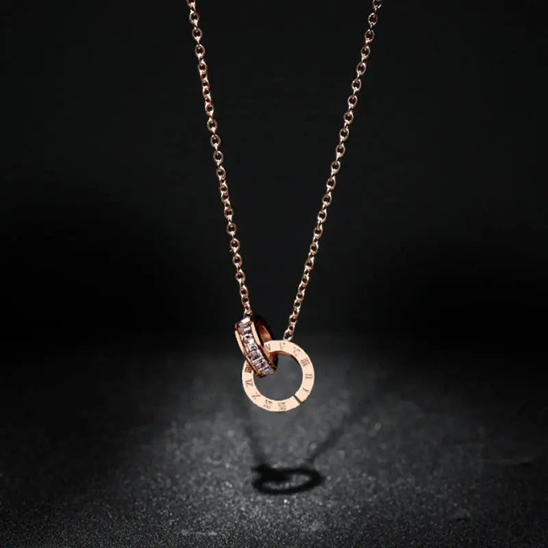 Quinn | Roman Numeral Crystal Charm Necklace