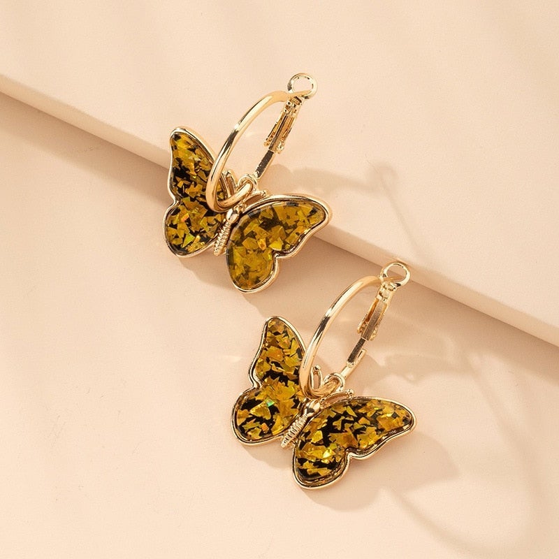 Thelma | Butterfly Hoop Earrings Enamel