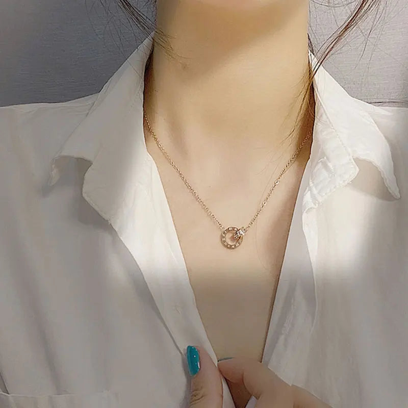 Quinn | Roman Numeral Crystal Charm Necklace