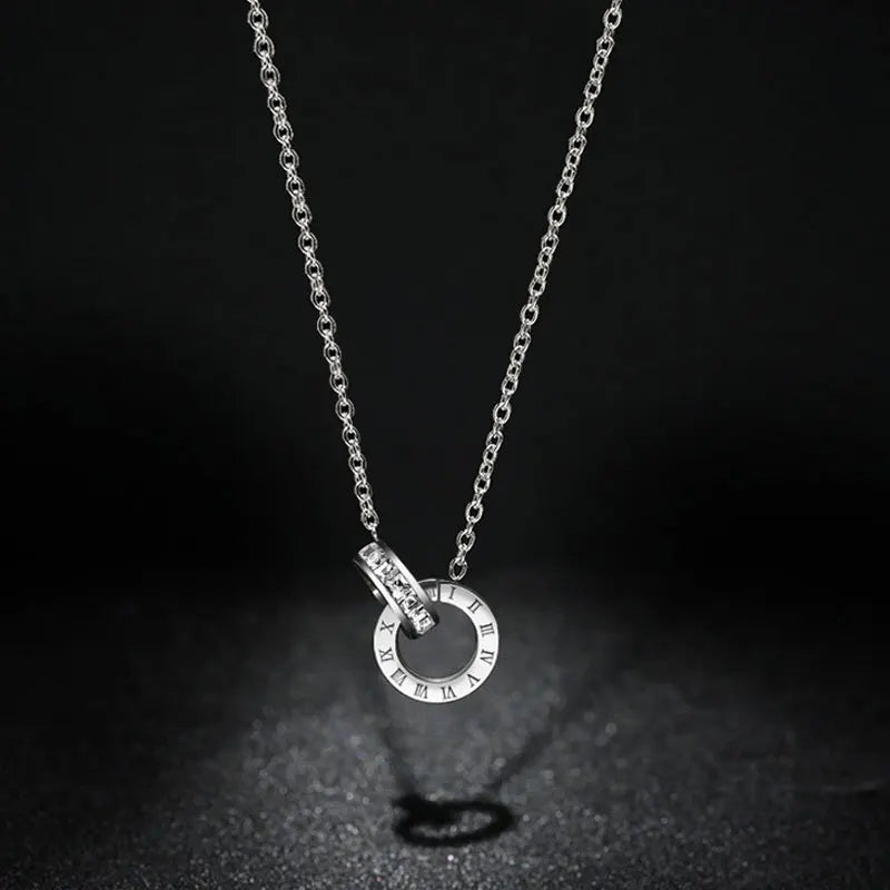 Quinn | Roman Numeral Crystal Charm Necklace