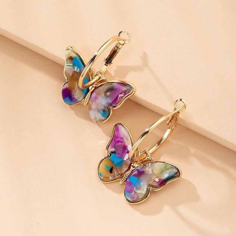 Thelma | Butterfly Hoop Earrings Enamel