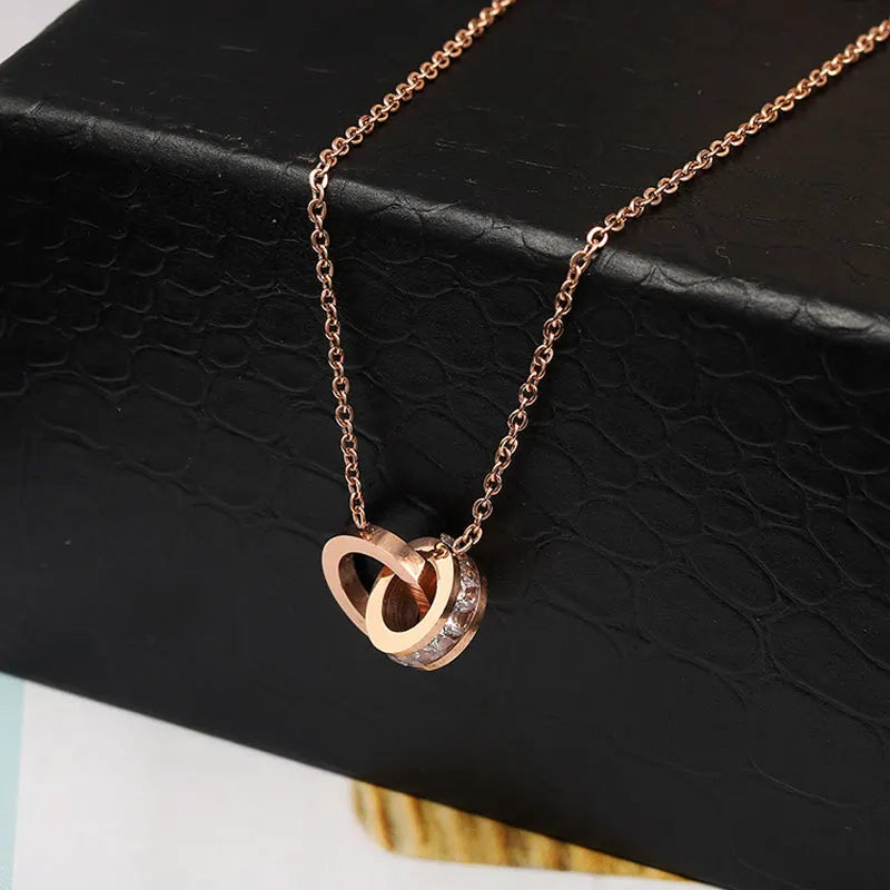 Quinn | Roman Numeral Crystal Charm Necklace