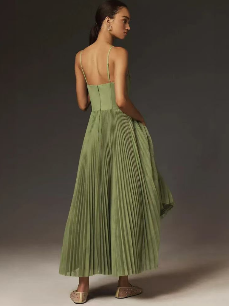 Darby | Pleated Maxi Dress Corset Style