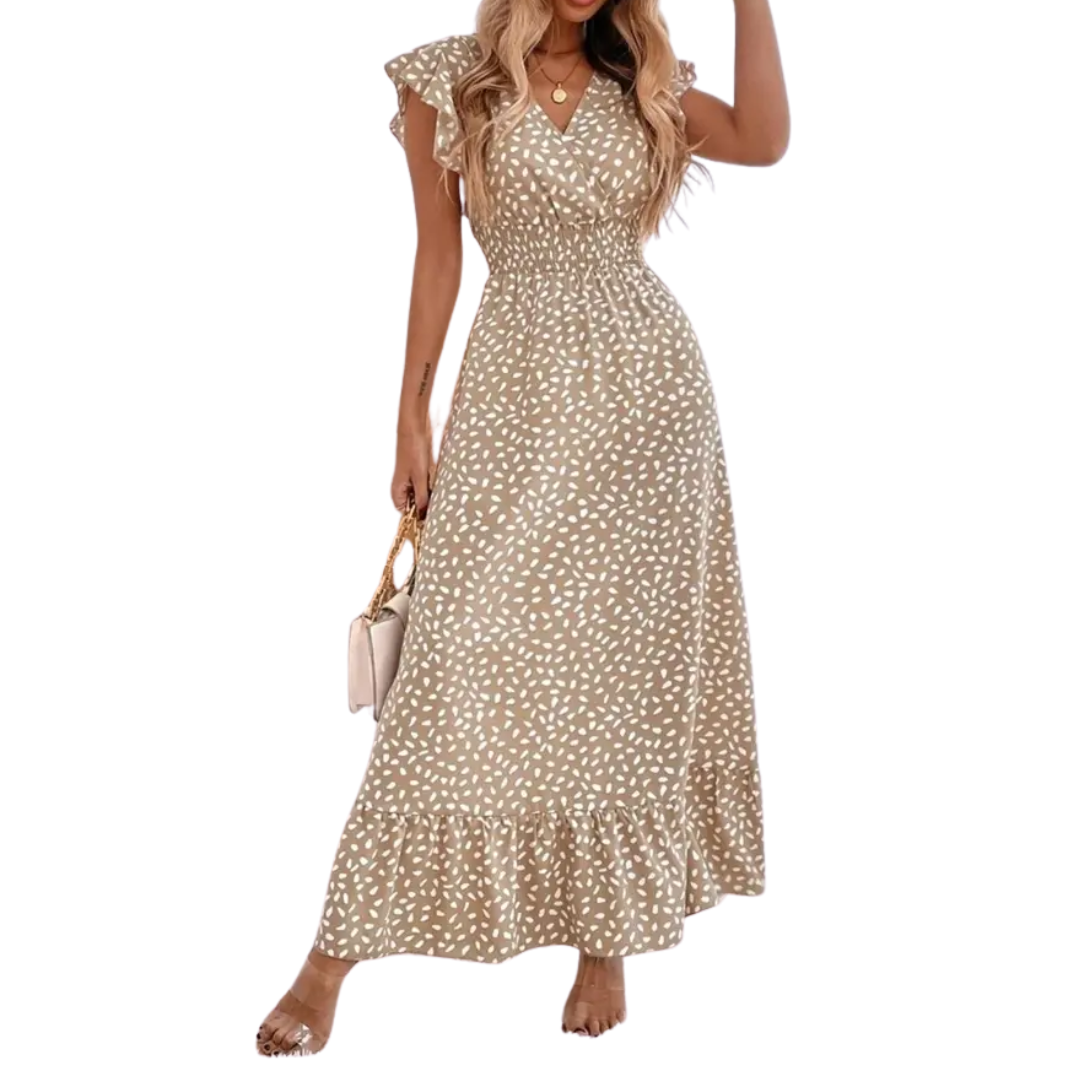 Céleste | Floral Wrap Ruffle Midi Dress