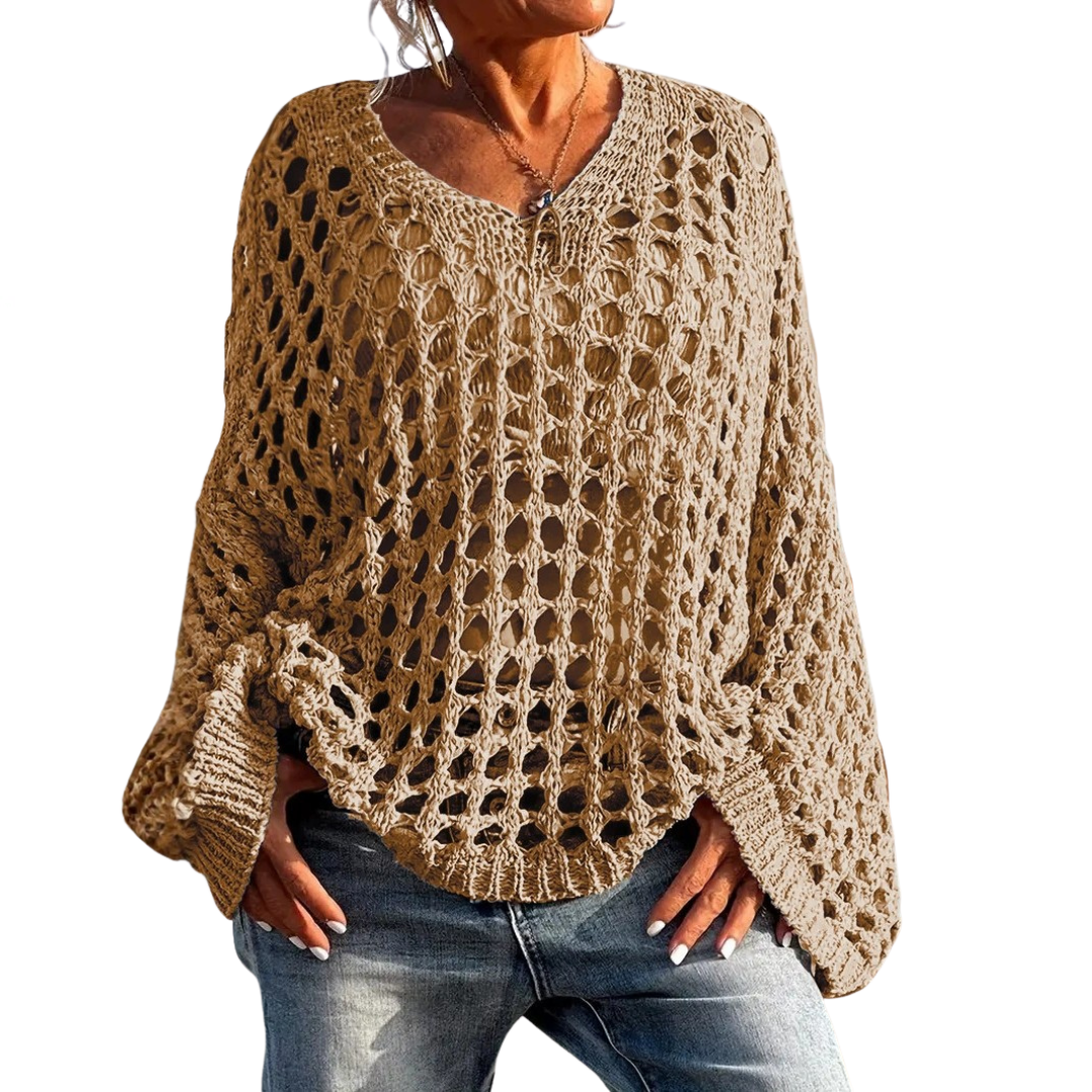 Solène | Relaxed Openwork Knit Sweater