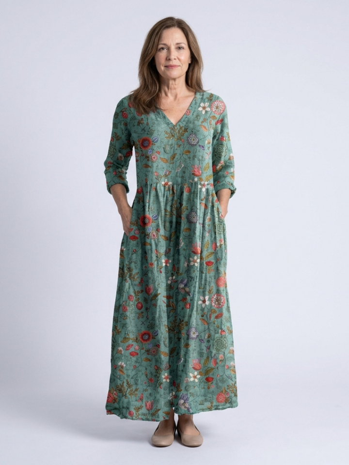 Ragna | Floral V-Neck Maxi Dress