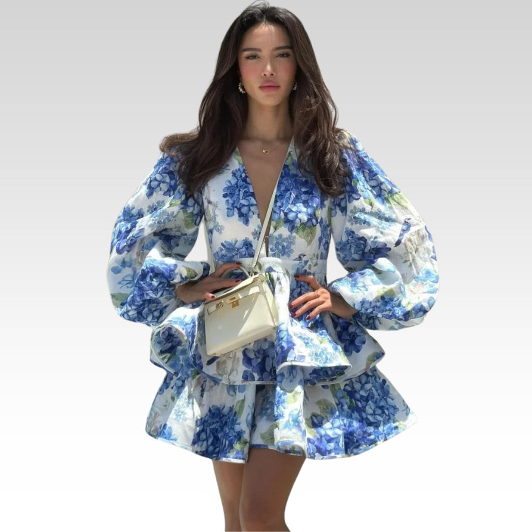Brenda | Elegant Flounce Dress Lantern Sleeves