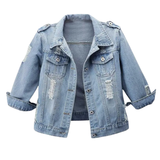 Raya | Distressed Cropped Washed Denim Jacket