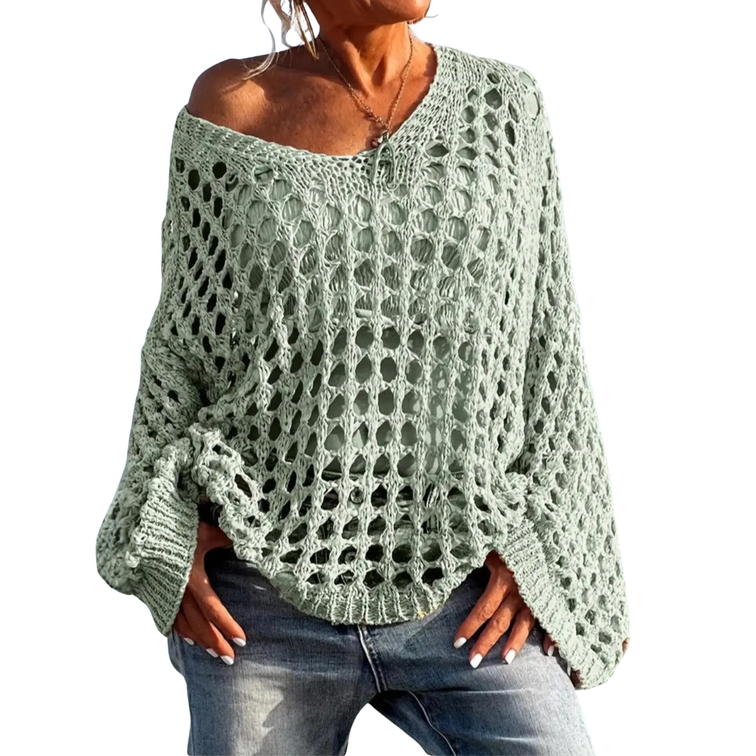 Solène | Relaxed Openwork Knit Sweater