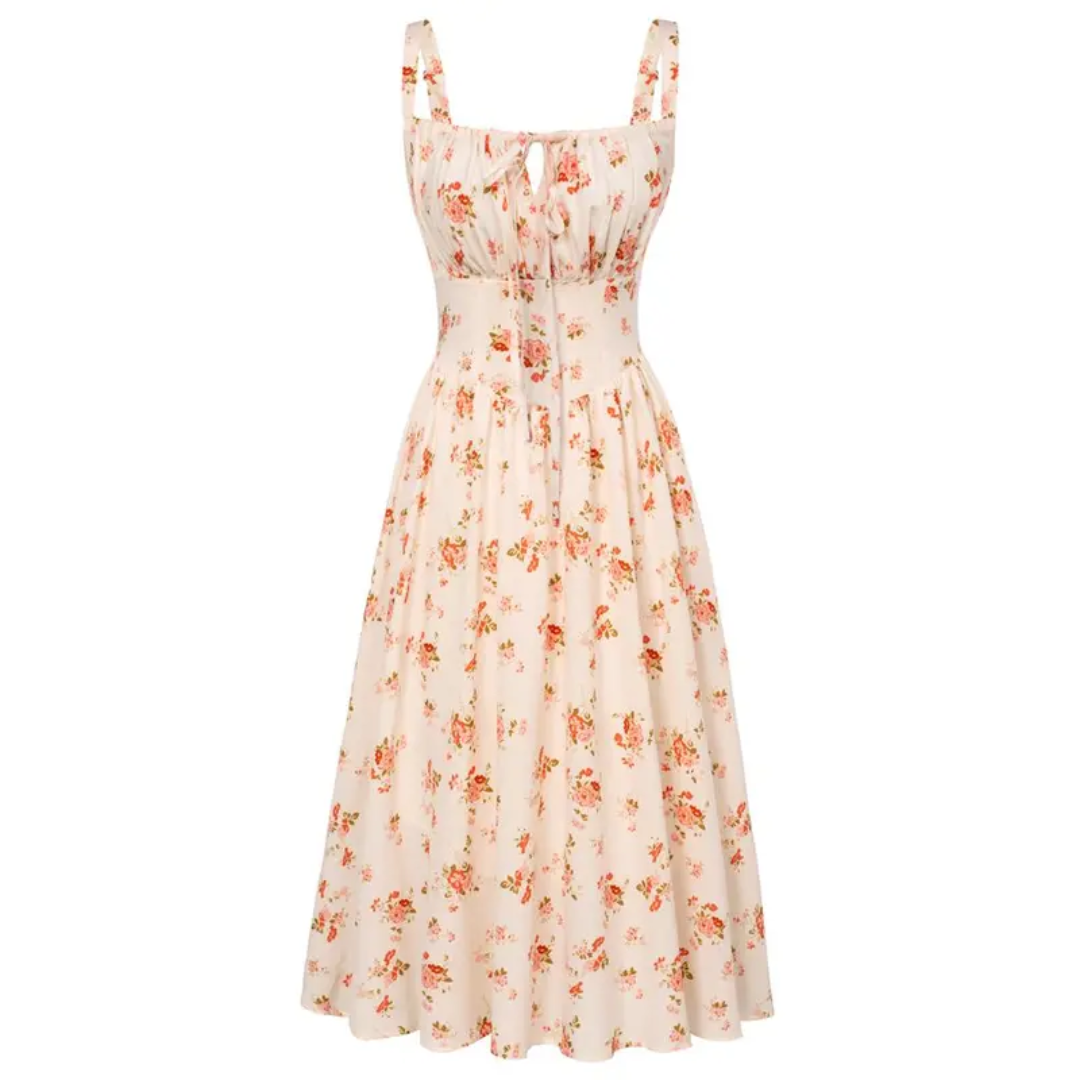 Camille | Floral Tie-Waist Midi Dress