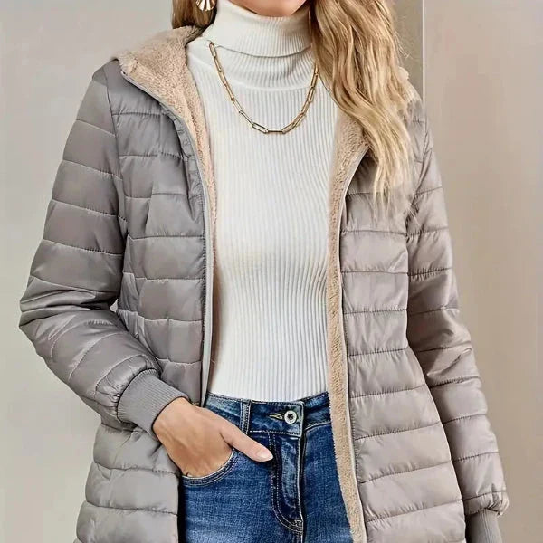 Céleste | Quilted Knee-Length Hooded Jacket