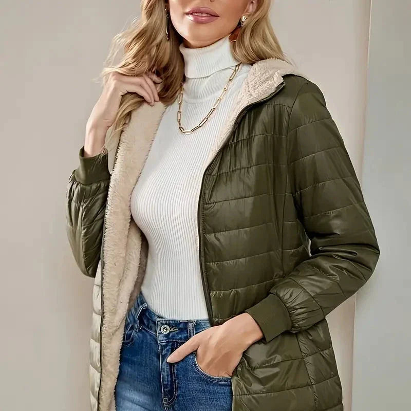 Céleste | Quilted Knee-Length Hooded Jacket