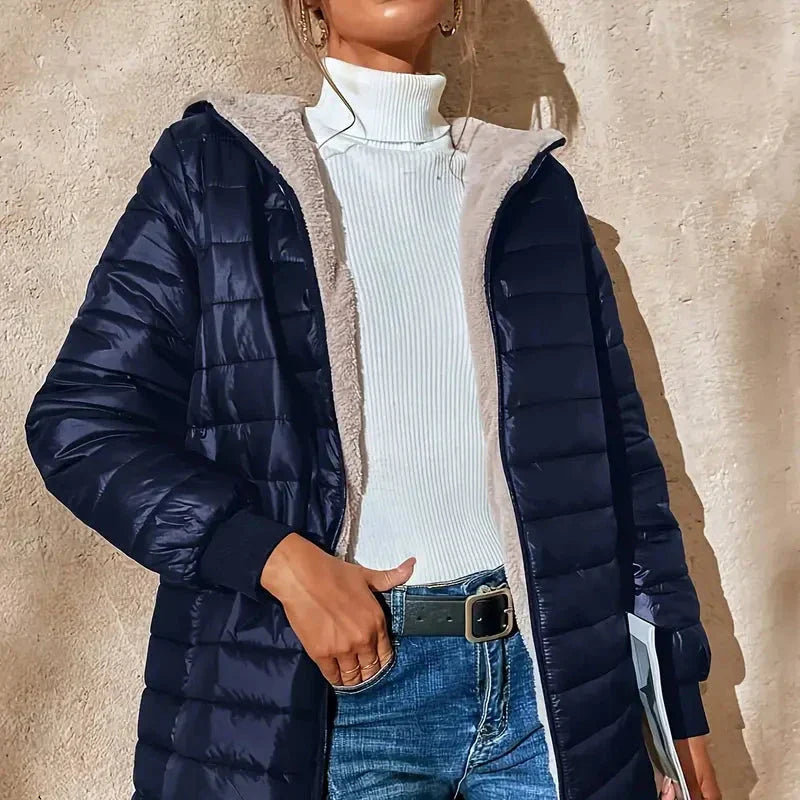 Céleste | Quilted Knee-Length Hooded Jacket