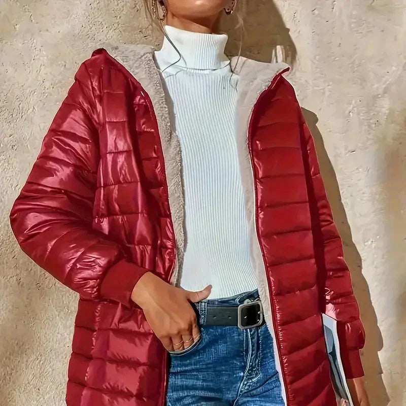 Céleste | Quilted Knee-Length Hooded Jacket