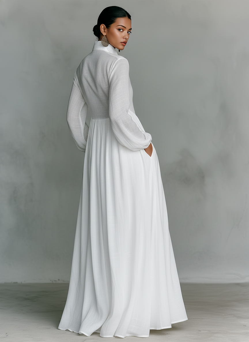 Maeve | Maxi Shirtdress in Cotton-Linen
