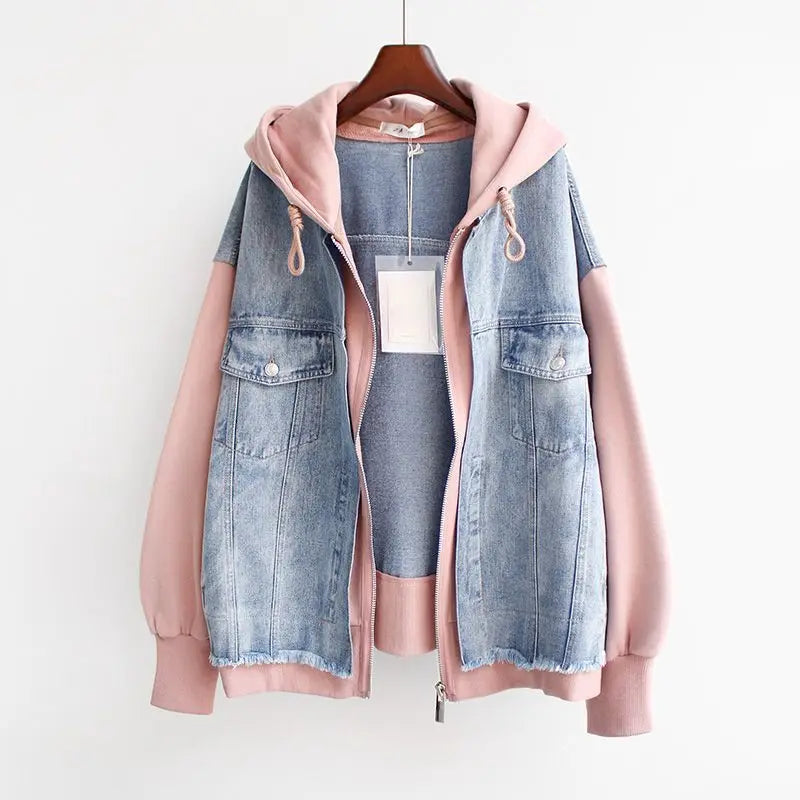 Celeste | Dual-Tone Hooded Denim Jacket