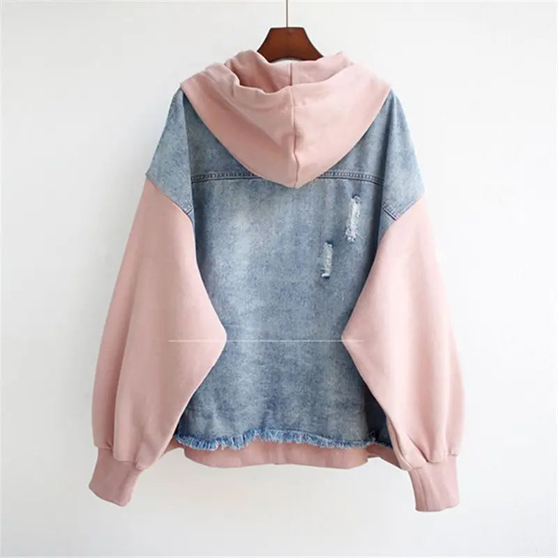 Celeste | Dual-Tone Hooded Denim Jacket