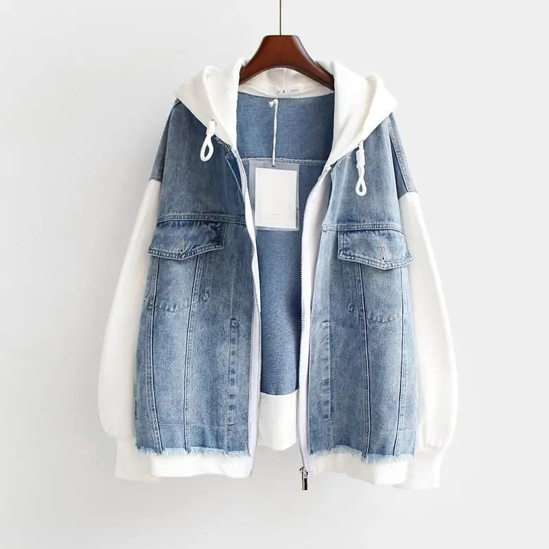 Celeste | Dual-Tone Hooded Denim Jacket