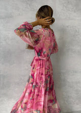 Jeanie | Floral Print Wrap Midi Dress