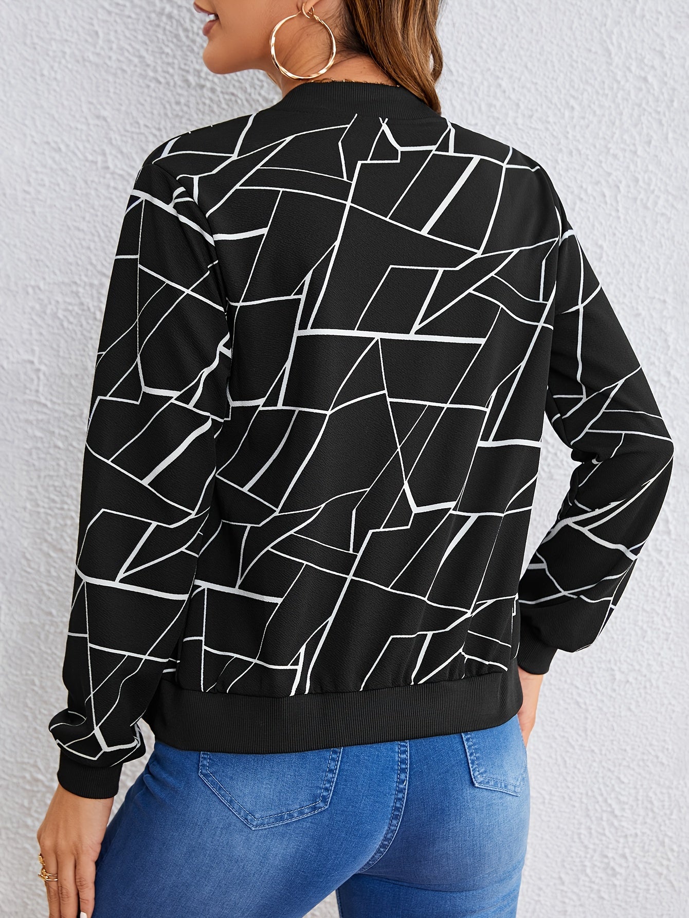 Camille | Geometric Print Zip-Up Jacket