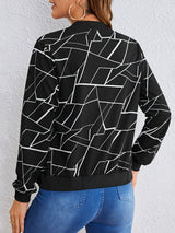 Camille | Geometric Print Zip-Up Jacket