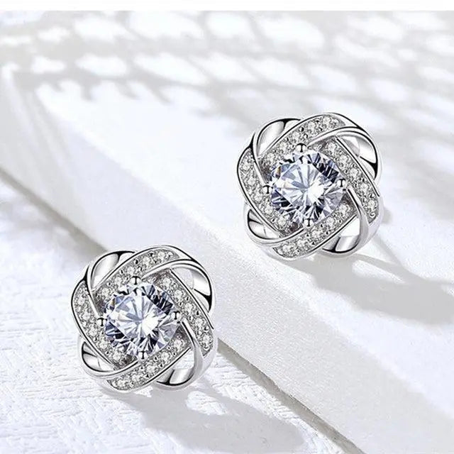 Prairie | Gold Crystal Floral Stud Earrings