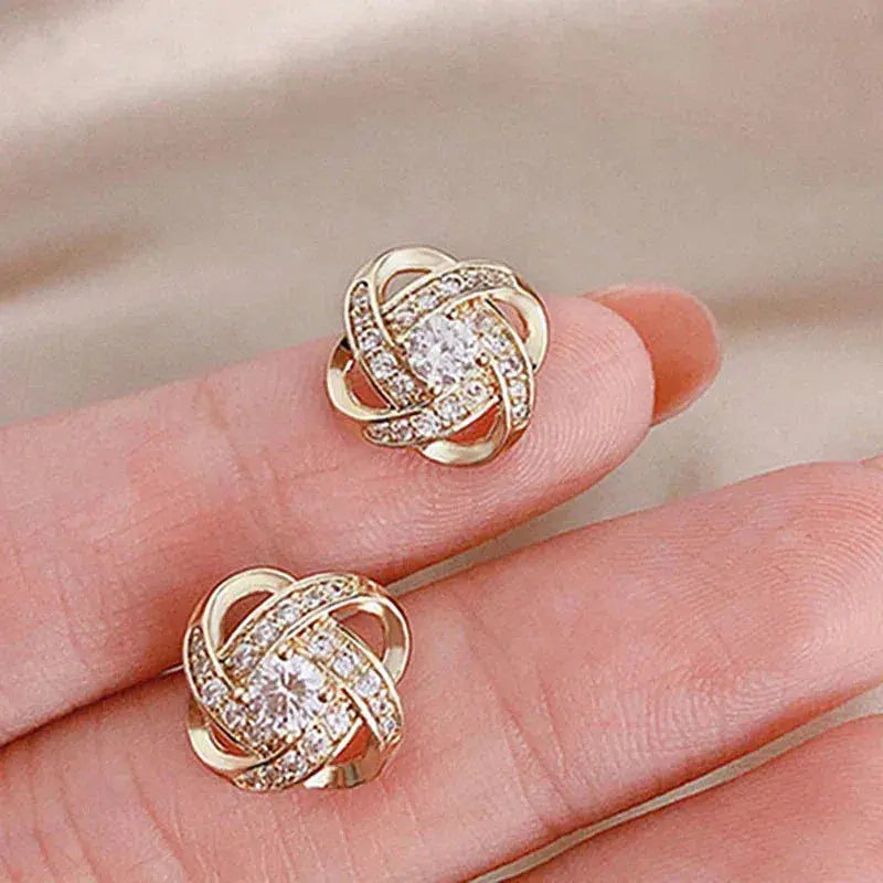 Prairie | Gold Crystal Floral Stud Earrings