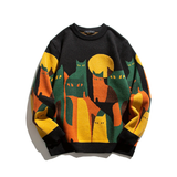 Luna | Artistic Cat Motif Crew Sweater