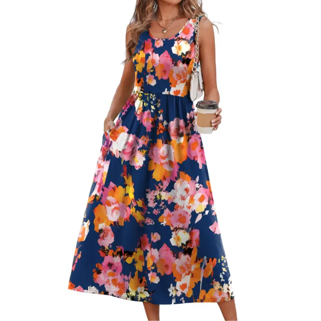 Seraphina | Boho Halter Flowy Midi Dress