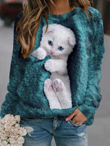 Mochi | Cozy Cat Print Sweatshirt