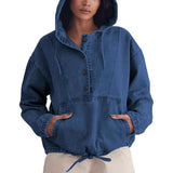 Vivienne | Lightweight Hooded Button Pullover