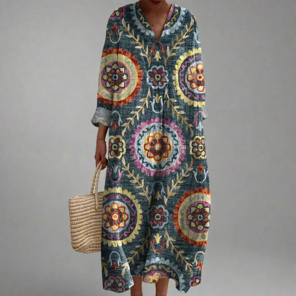 Susan | Geometric Print Midi Dress