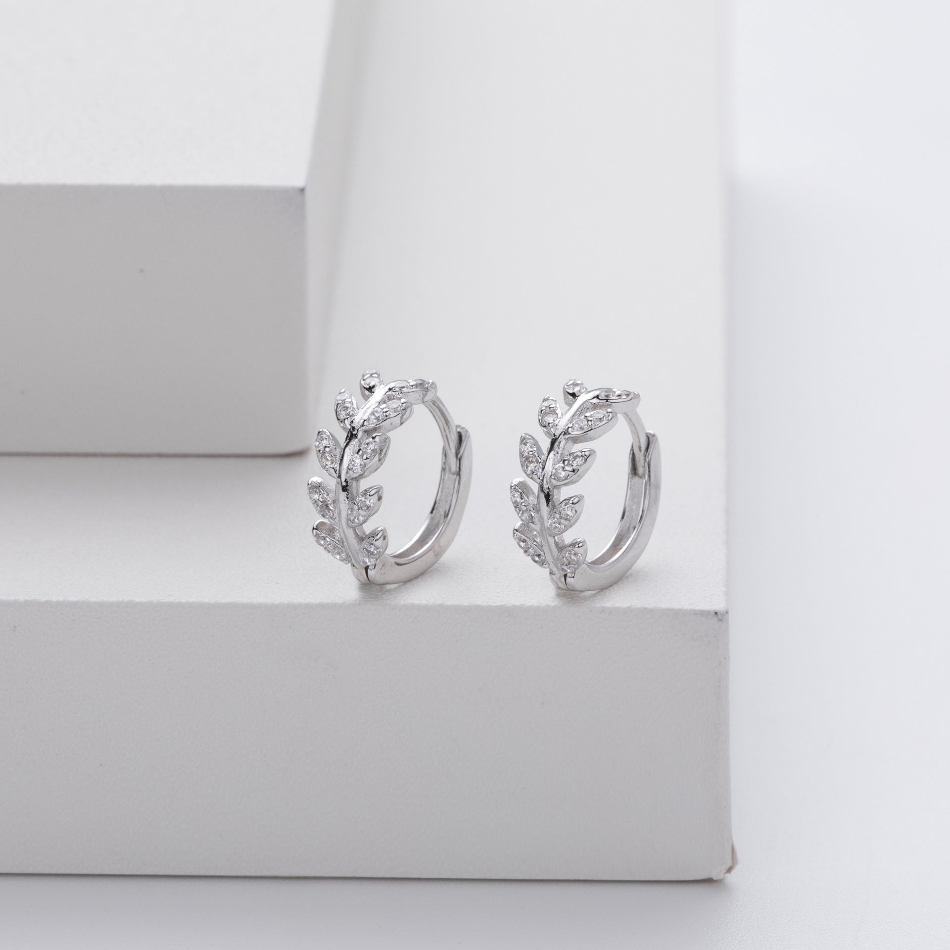 Natasha | Leaf Hoop Earrings Sterling Silver