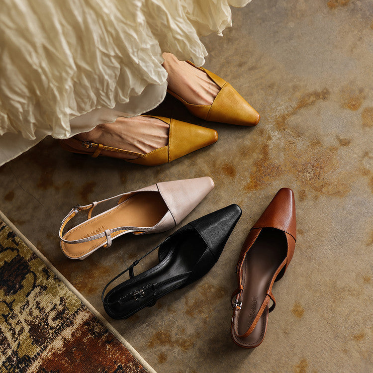Almeta | Leather Slingback Heels