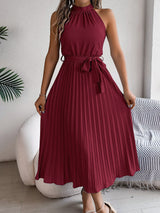 Céleste | Pleated Halter Midi Dress