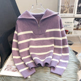 Céleste | Striped Collared Long Sleeve Top