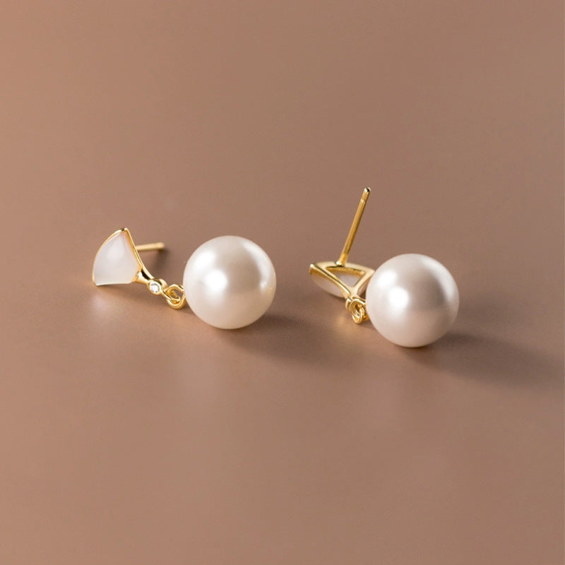 Isadora | Silver Pearl Drop Earrings