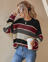 Camille | Striped Long Sleeve Round Neck Sweater