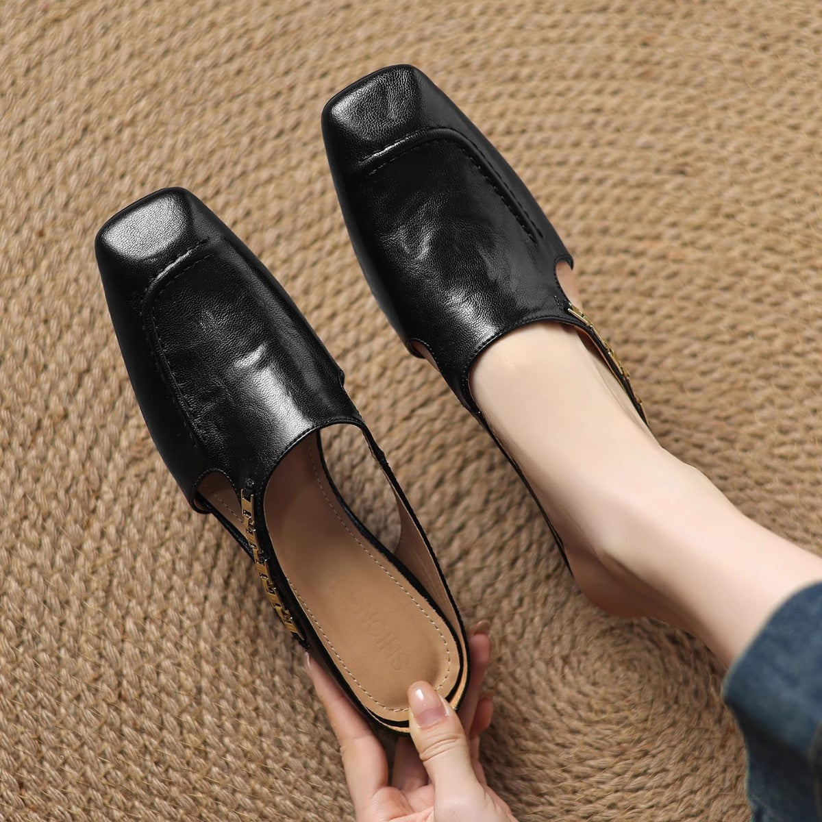 Marilyn | Leather Slip-On Mules
