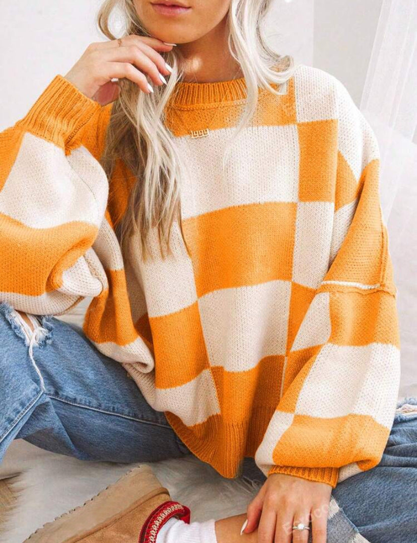 Céleste | Plaid Long Sleeve Relaxed Sweater