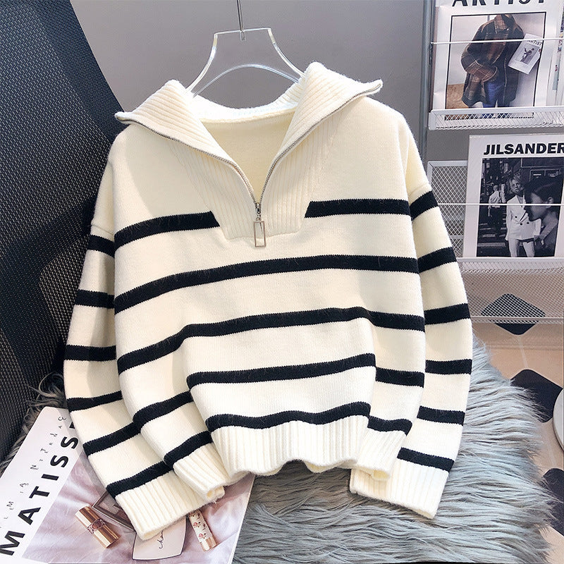Céleste | Striped Collared Long Sleeve Top